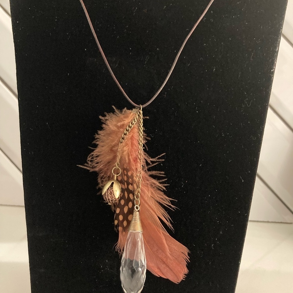 Brown leather cord with unique Custom pendant